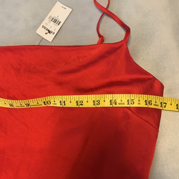 Express red purple satin slip dress cowl neck spaghetti strap diagonal size s - Picture 6 of 10